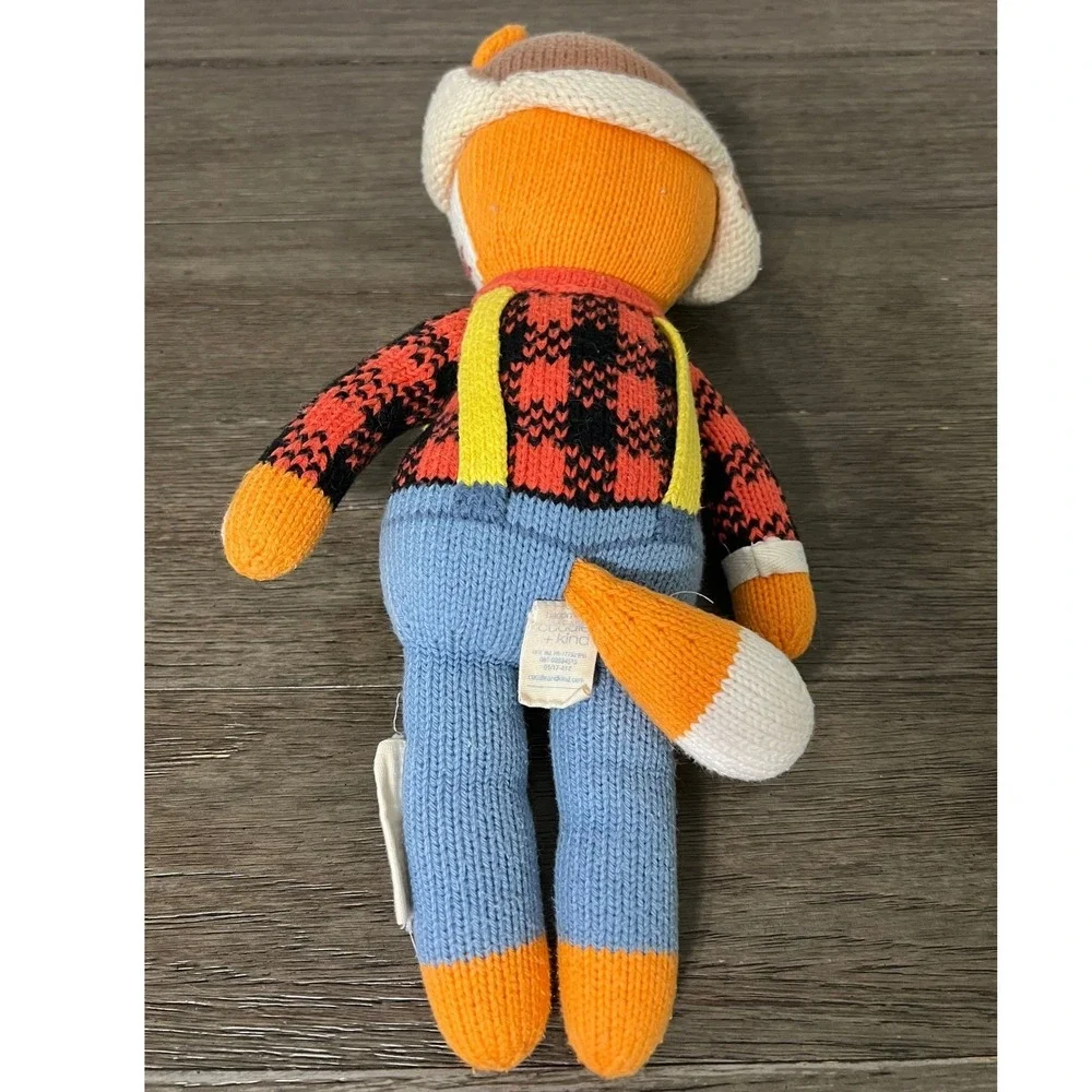 Cuddle + Kind Fox Knit Doll Plush Toy Lumberjack‎ Orange Plaid